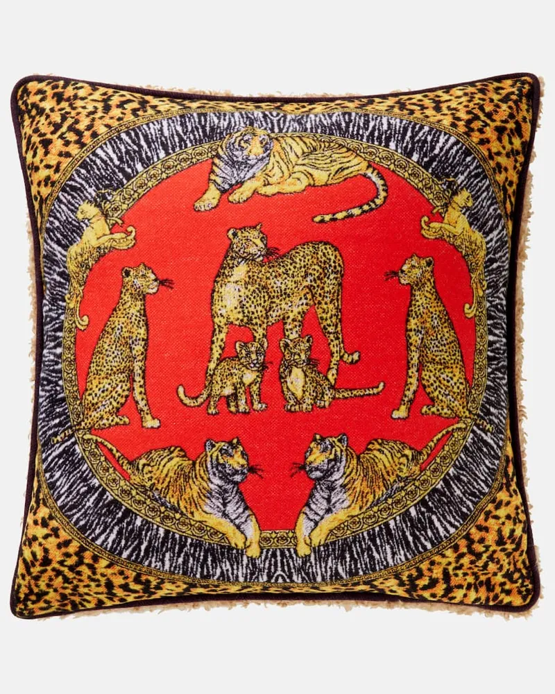 Versace Kissen Wild Cats aus Wolle Multicolor