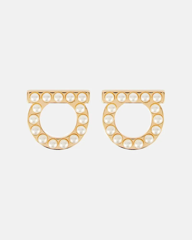 Ferragamo Ohrringe Gancio mit Zierperlen Gold