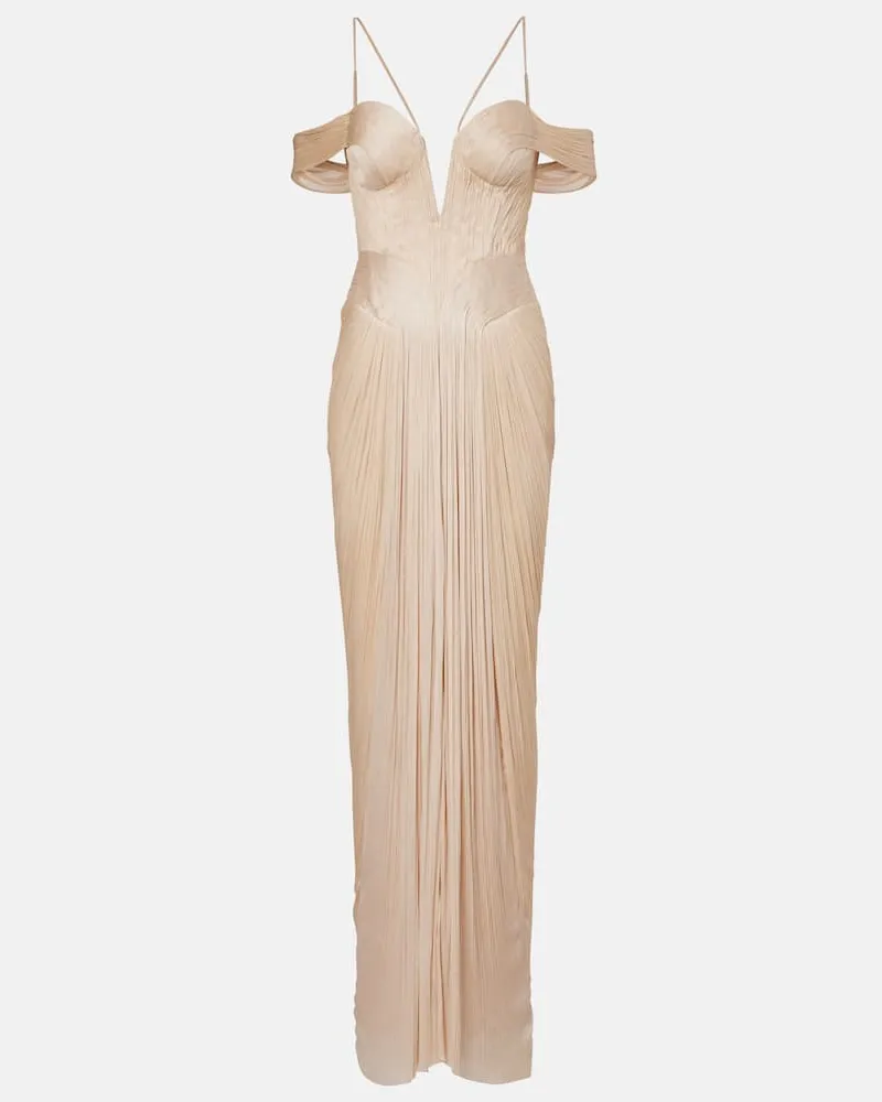 Maria Lucia Hohan Bustier-Robe Camilla aus Seidentüll Beige