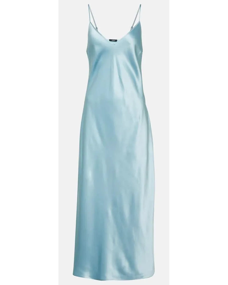 Joseph Slipdress Clea aus Seidensatin Blau