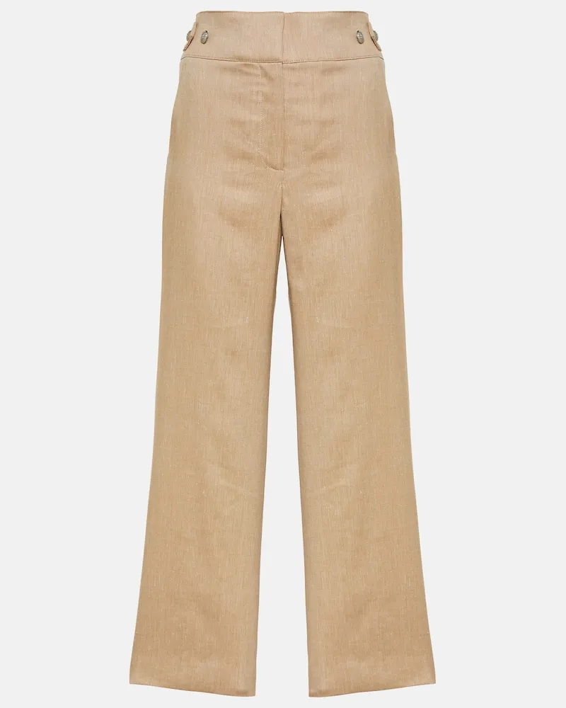 Veronica Beard Cropped-Hose Aubrie aus einem Leinengemisch Grün