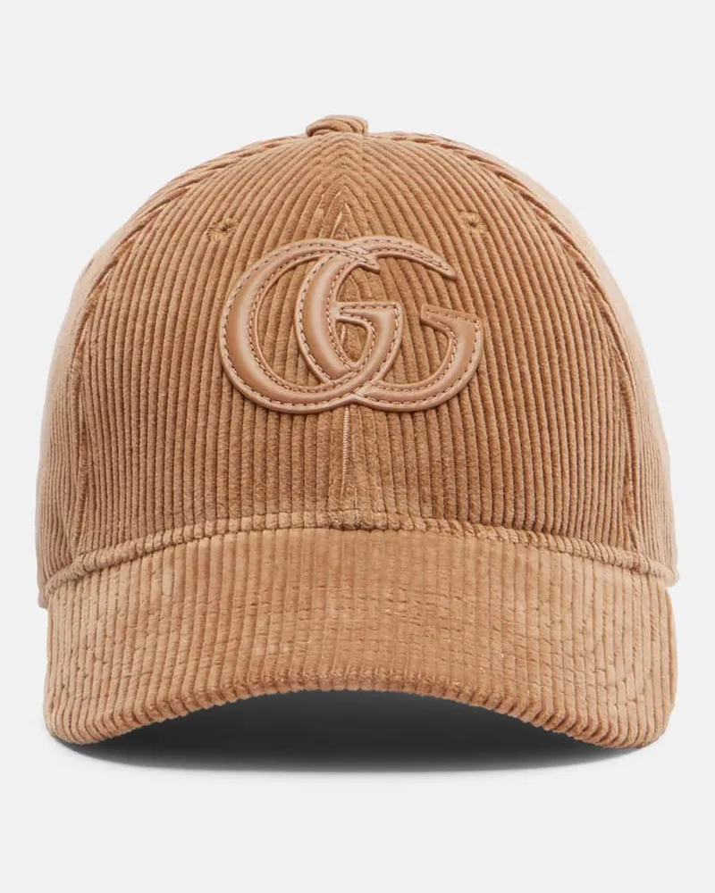 Gucci Baseballcap GG aus Baumwoll-Cord Beige