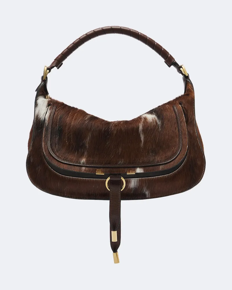 Chloé Chloé Schultertasche Marcie Medium aus Kalbshaar Braun