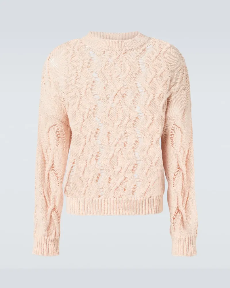 Our Legacy Rollkragenpullover Cable Sonar aus Wolle Pink
