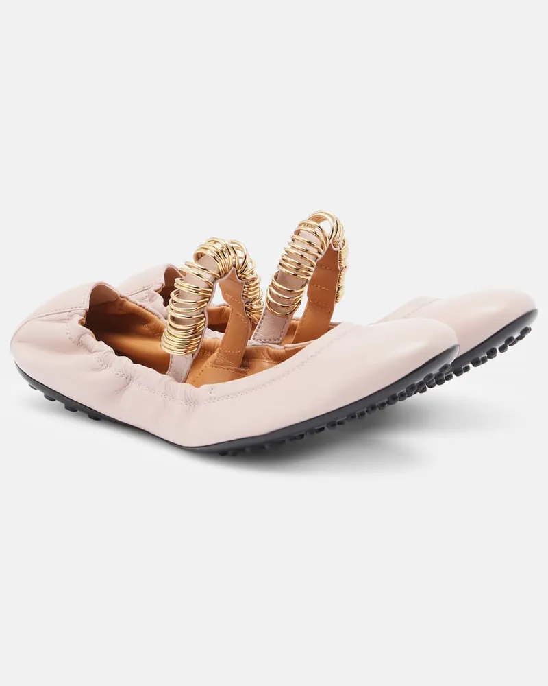 TOD'S Verzierte Ballerinas aus Leder Rosa