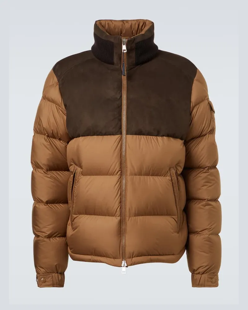 Moncler Daunenjacke Cheverny mit Veloursleder Braun