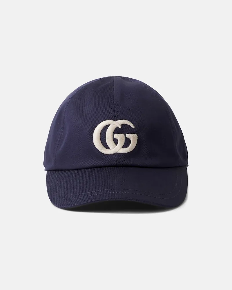 Gucci Baseballkappe GG aus Baumwolle Blau