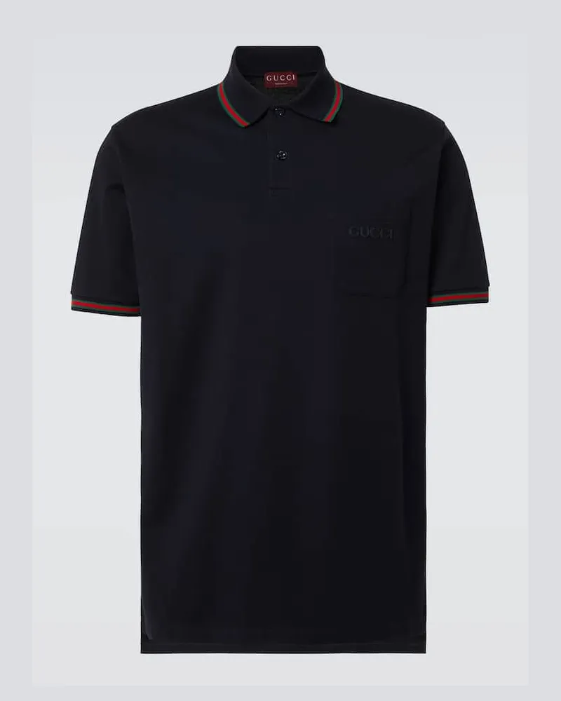 Gucci Polohemd Double G aus Piqué Blau