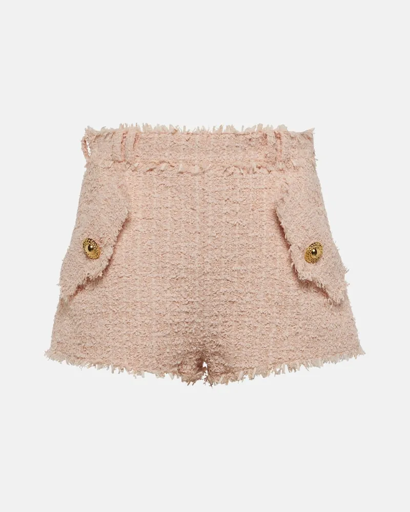 Balmain High-Rise Shorts aus Tweed Rosa
