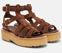Plateausandalen aus Veloursleder