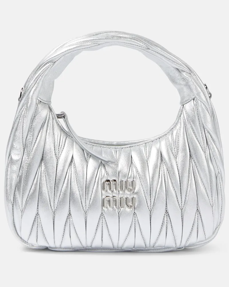 Miu Miu Tote Wander aus Matelassé-Leder Silber