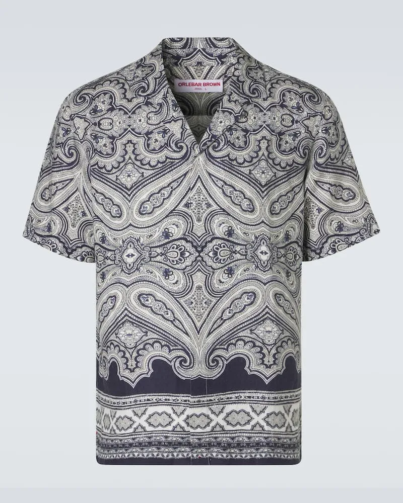 Orlebar Brown Hemd Maitan aus Leinen Blau