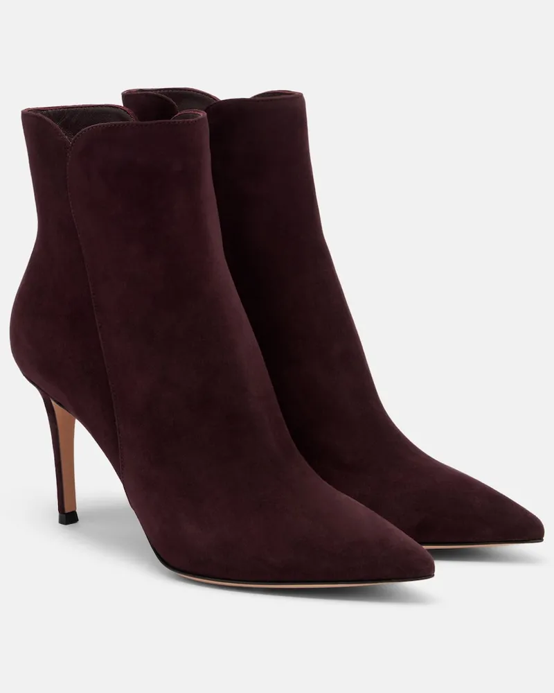 Gianvito Rossi Ankle Boots Levy aus Veloursleder Burgunderrot