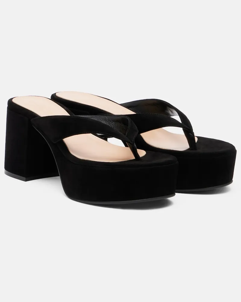 Gianvito Rossi Plateausandalen aus Veloursleder Schwarz