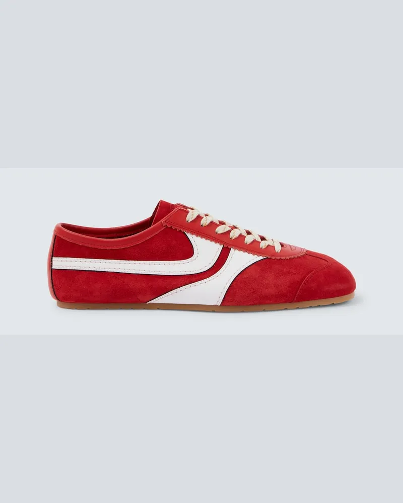 Dries van Noten Sneakers aus Veloursleder Rot