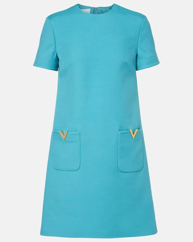Valentino Garavani Minikleid VGold aus Crepe Couture Türkis