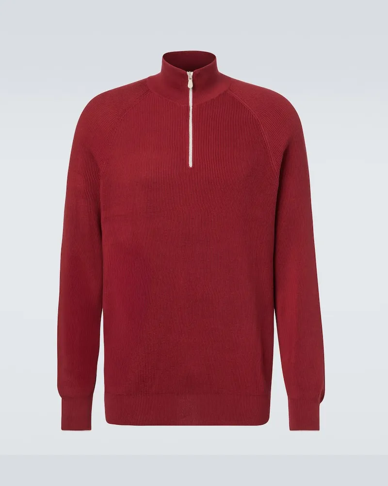 Brunello Cucinelli Pullover aus Rippstrick Burgund