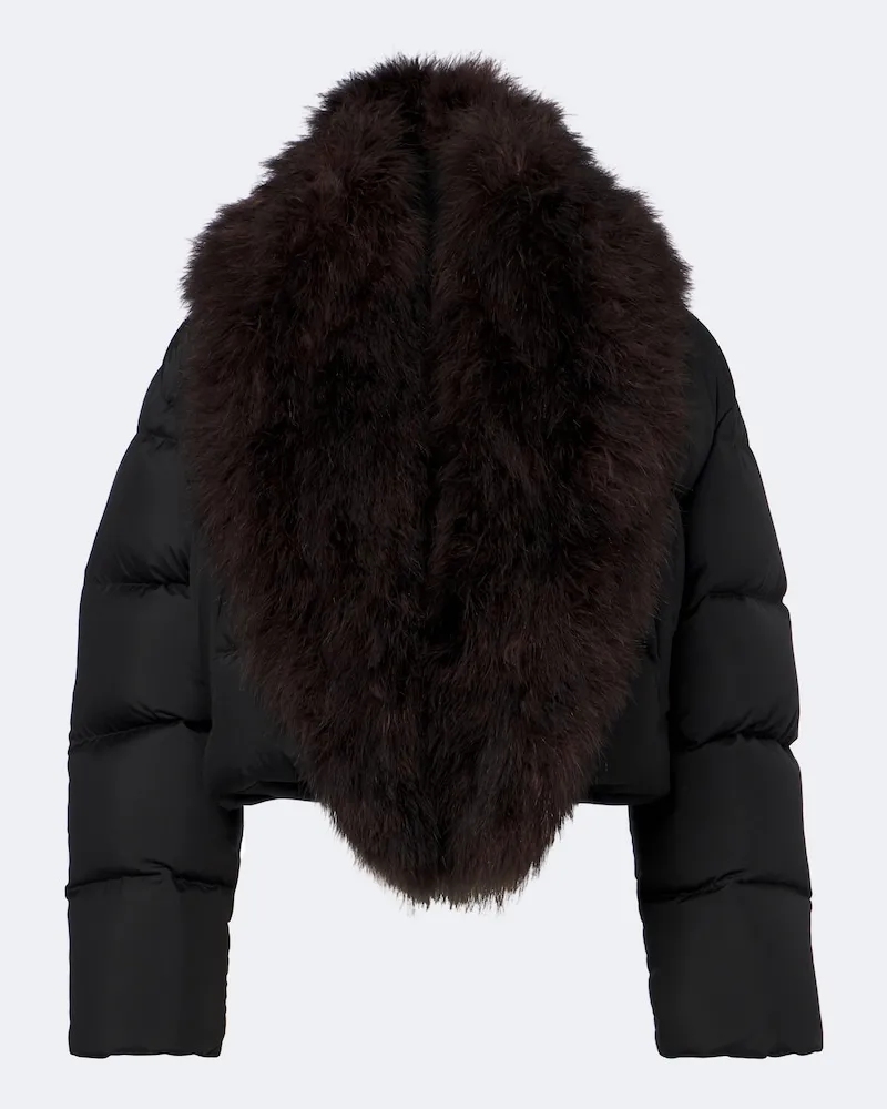 Gucci Wattierte Jacke aus Seide Schwarz