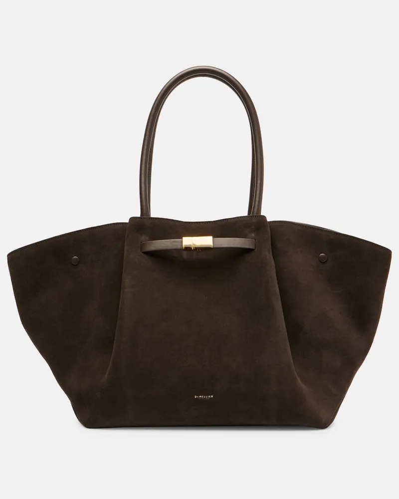 DeMELLIER Tote Midi New York aus Veloursleder Braun