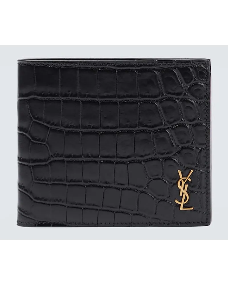 Saint Laurent Portemonnaie East/West aus Leder Schwarz