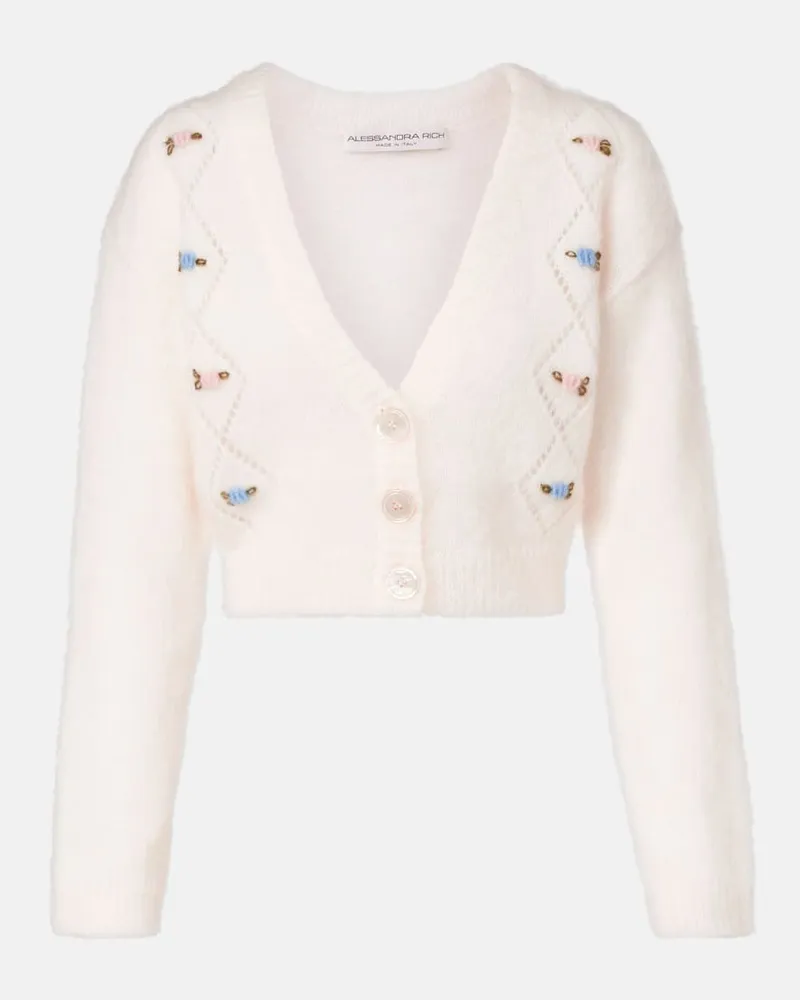 Alessandra Rich Cardigan aus einem Mohairgemisch Weiß