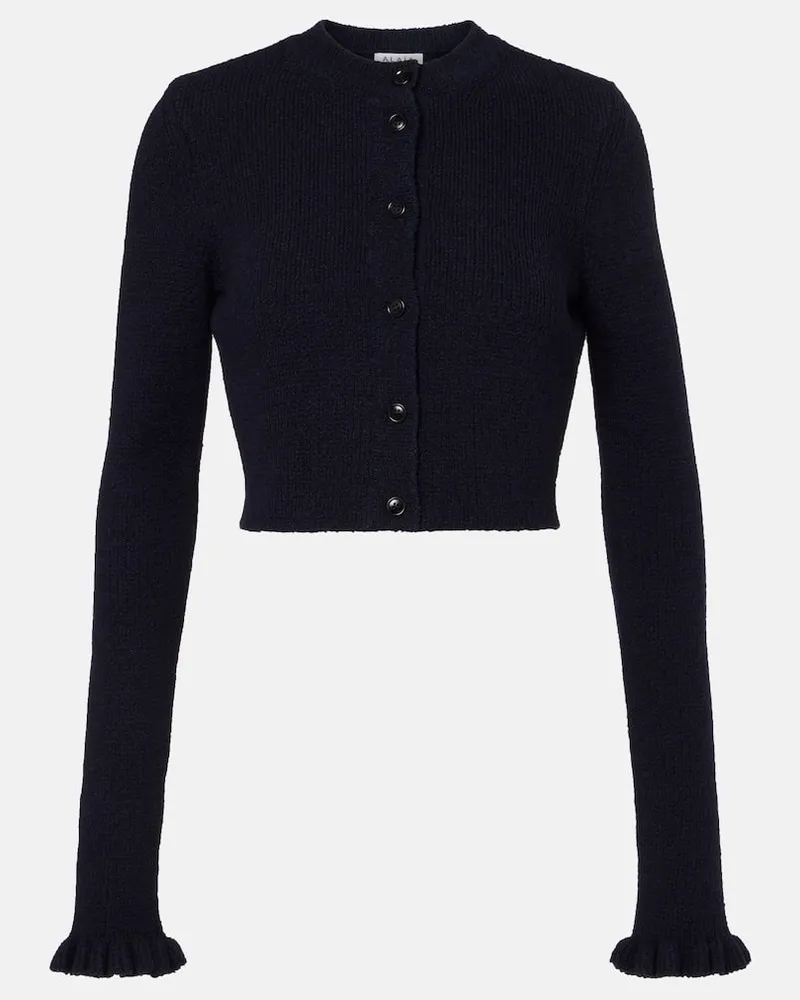 Alaïa Alaïa Cropped-Cardigan aus Strick Blau