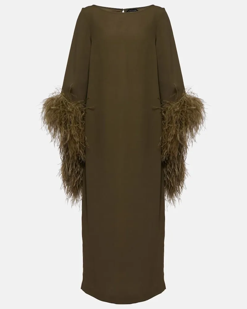 Taller Marmo Midikleid Del Lago mit Federn Grün
