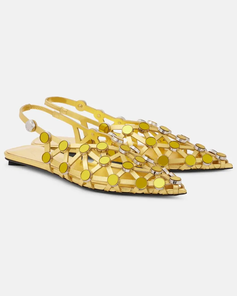 ATTICO Slingback-Ballerinas Grid aus Metallic-Leder Gold