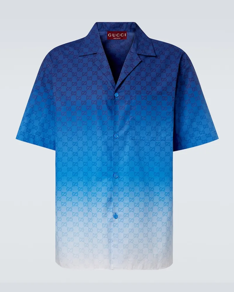 Gucci Hemd GG aus Baumwollpopeline Blau