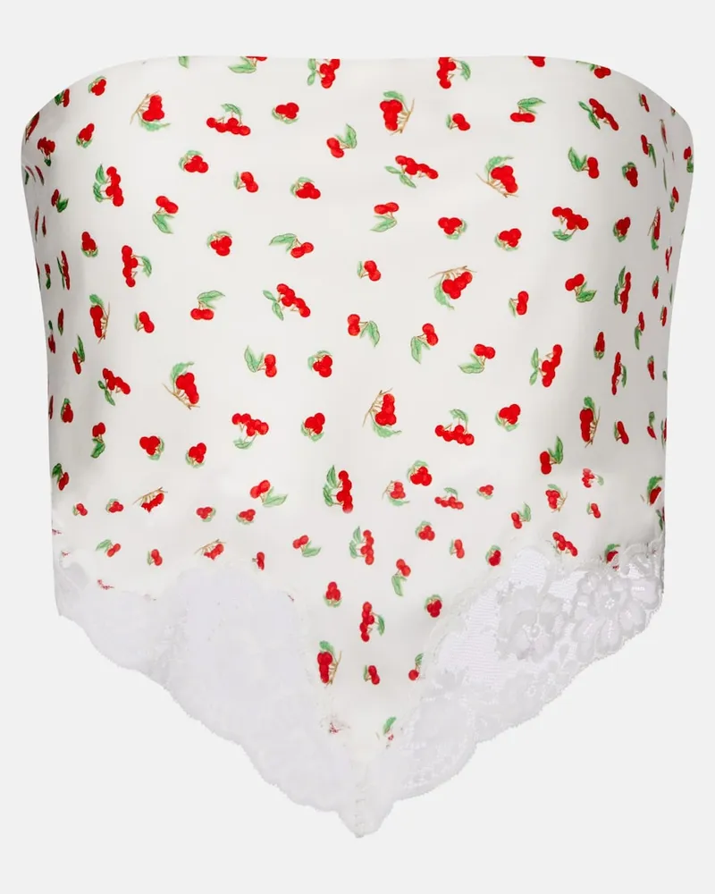 Posse Bedrucktes Top Fae mit Spitze Weiß