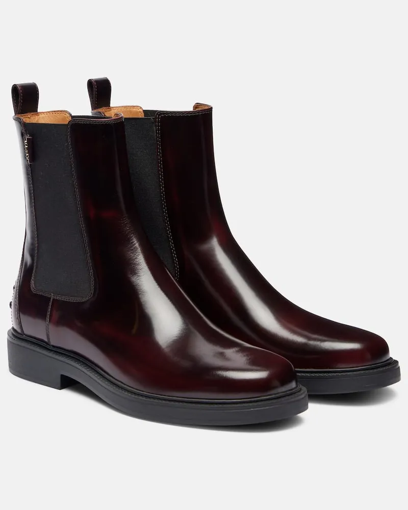 TOD'S Chelsea Boots aus Leder Burgunderrot
