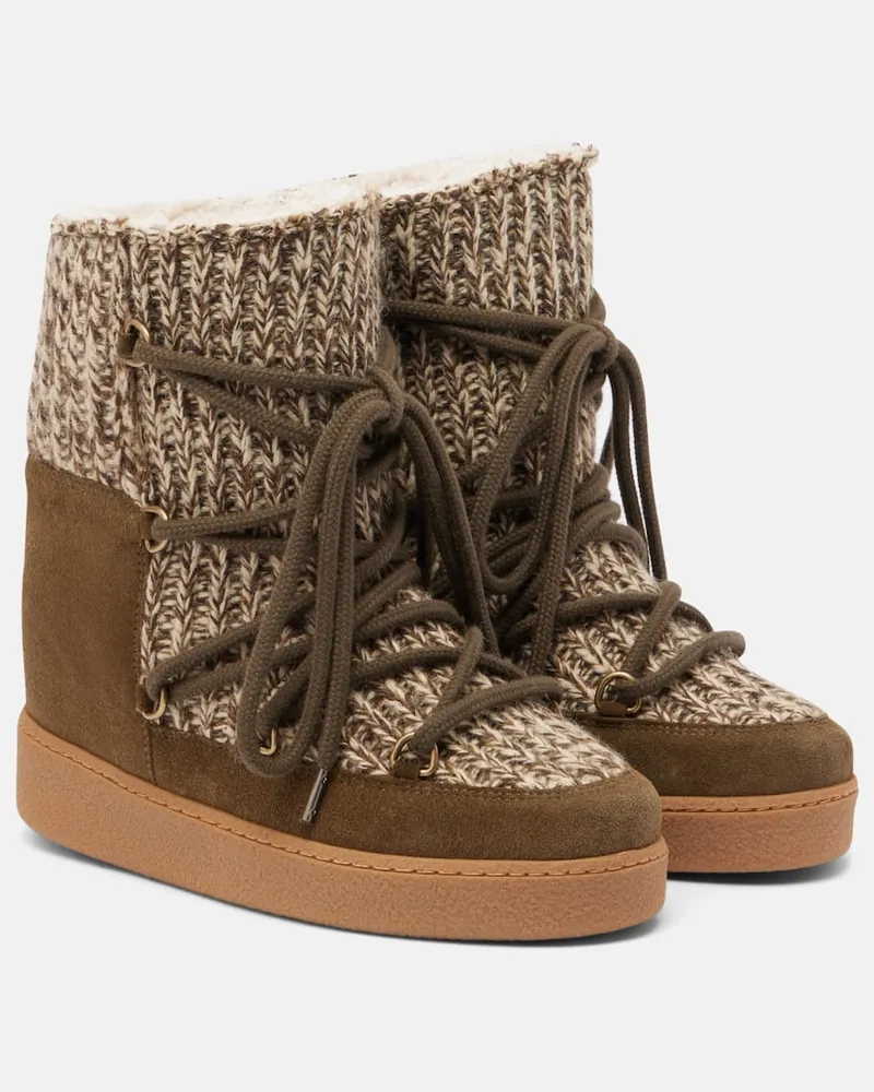 Isabel Marant Schneestiefel mit Veloursleder Braun