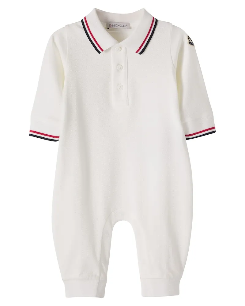 Moncler Baby Strampler aus Baumwoll-Piqué Weiß