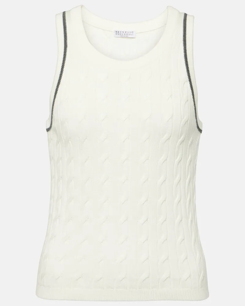 Brunello Cucinelli Top aus Baumwolle Weiß