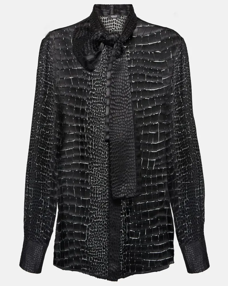 Versace Schluppenbluse aus Devoré Schwarz