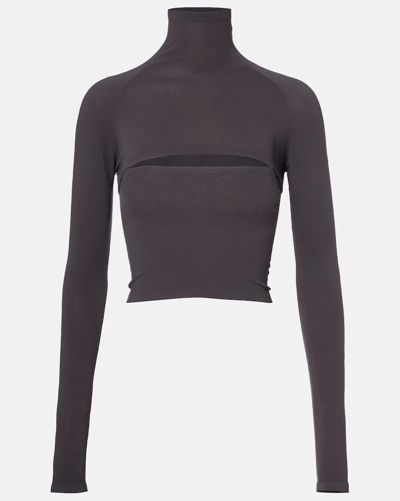 Alaïa Alaïa Cropped-Top Second-Skin Grau