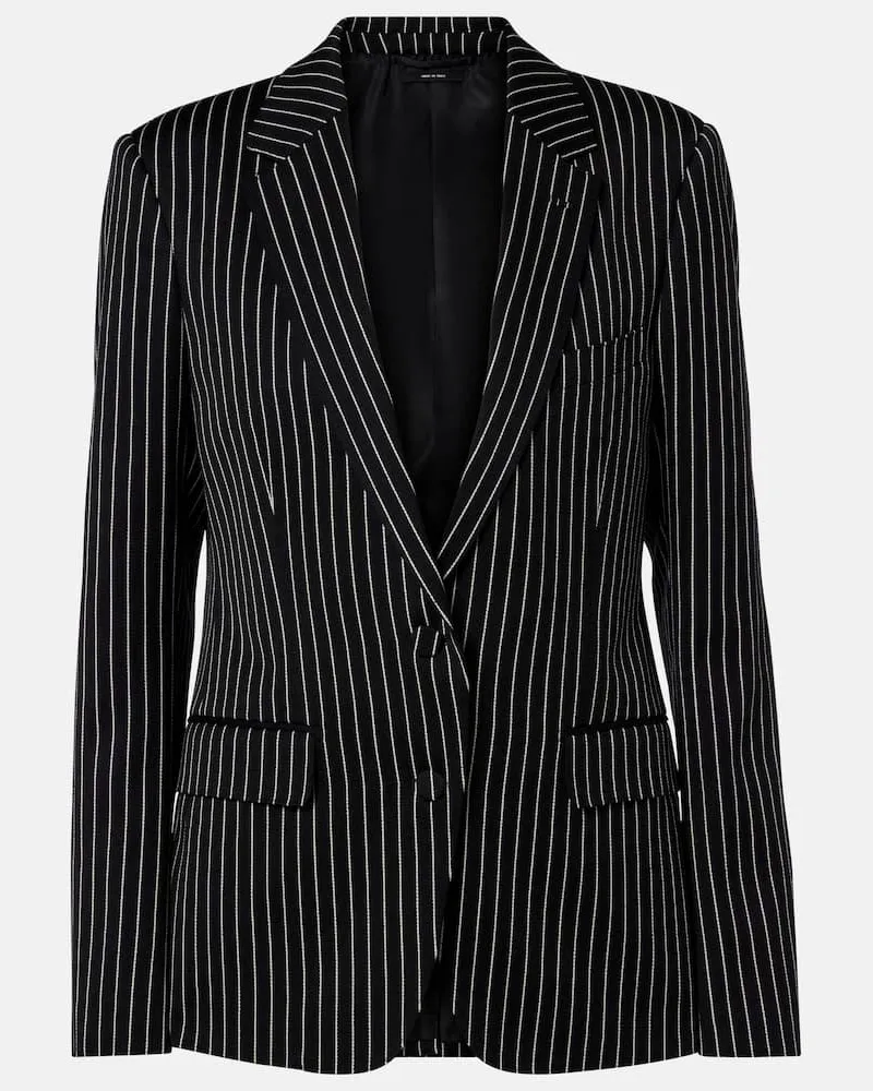 Tom Ford Blazer aus Wolle und Baumwolle Schwarz