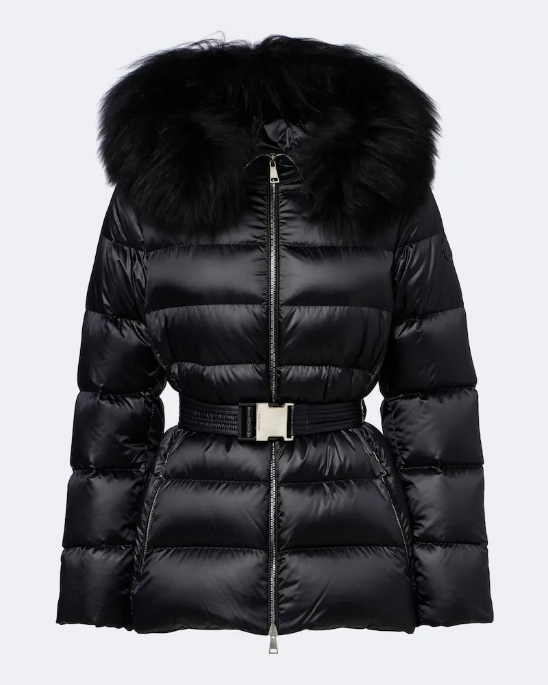 Moncler Daunenjacke Cupidones mit Shearling Schwarz