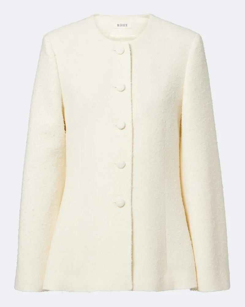 Róhe Róhe Bouclé-Jacke aus einem Wollgemisch Weiß