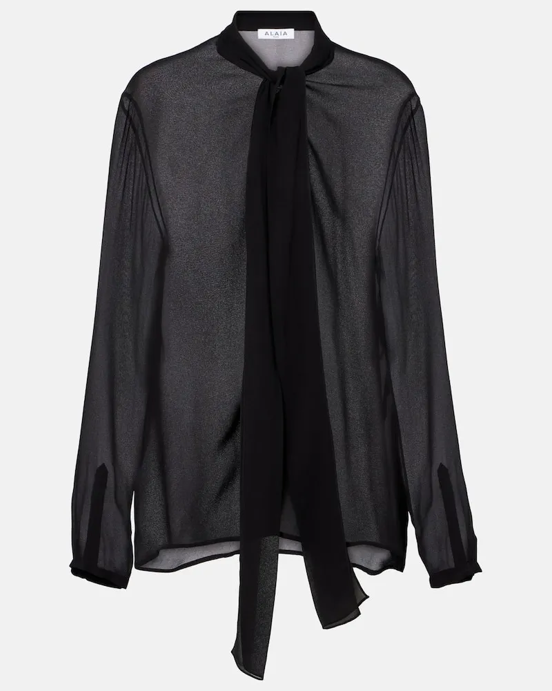 Alaïa Alaïa Schluppenbluse aus Georgette Schwarz