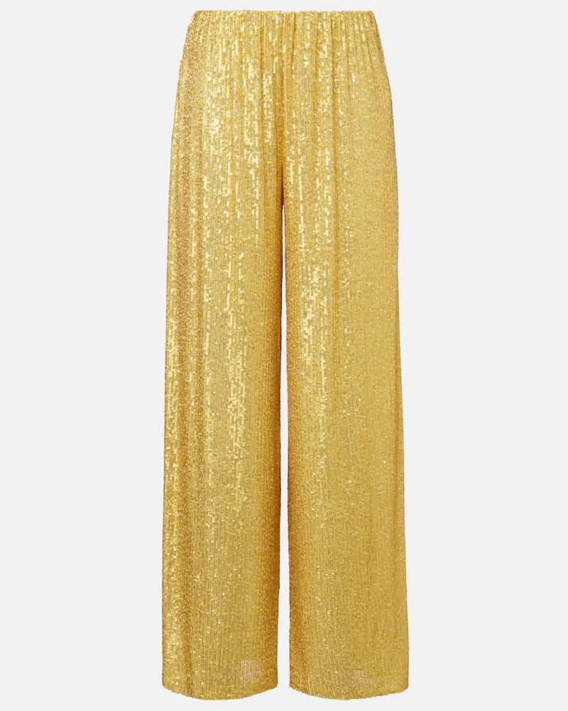 Norma Kamali Weite High-Rise-Hose mit Pailletten Gold