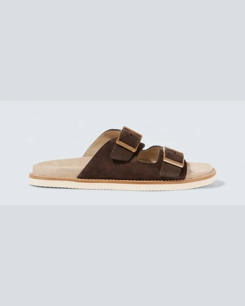 Brunello Cucinelli Sandalen aus Veloursleder Braun