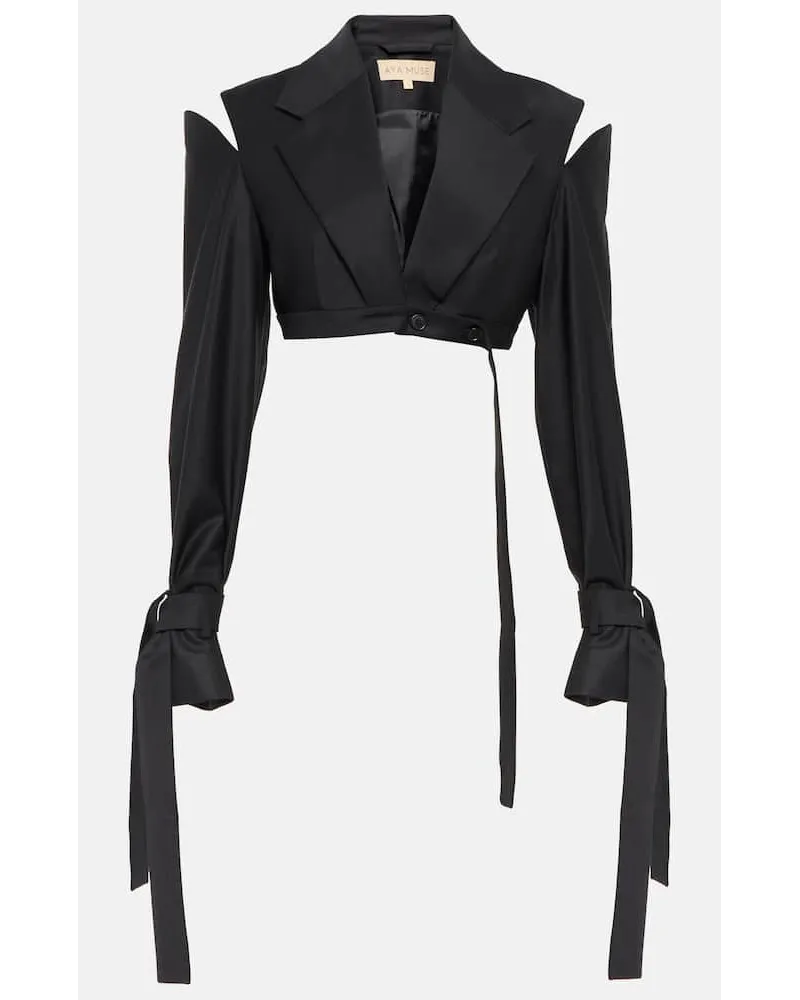 Aya Muse Cropped-Blazer Xylo aus einem Wollgemisch Schwarz