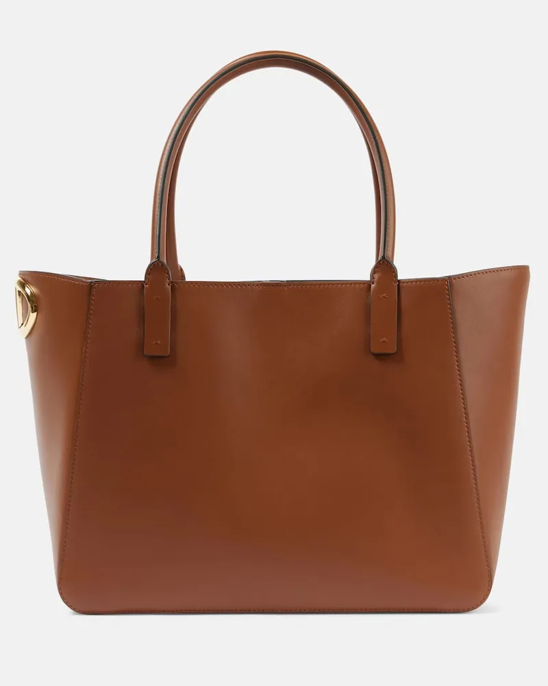 Valentino Garavani Shopper VLogo Side aus Leder Braun