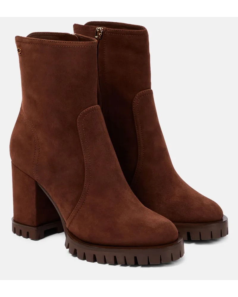 Gianvito Rossi Ankle Boots Timber aus Veloursleder Beige