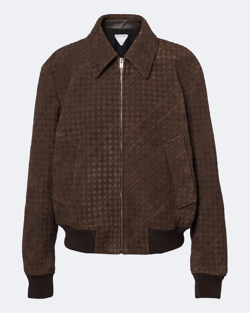 Bottega Veneta Blouson Intrecciato aus Veloursleder Braun
