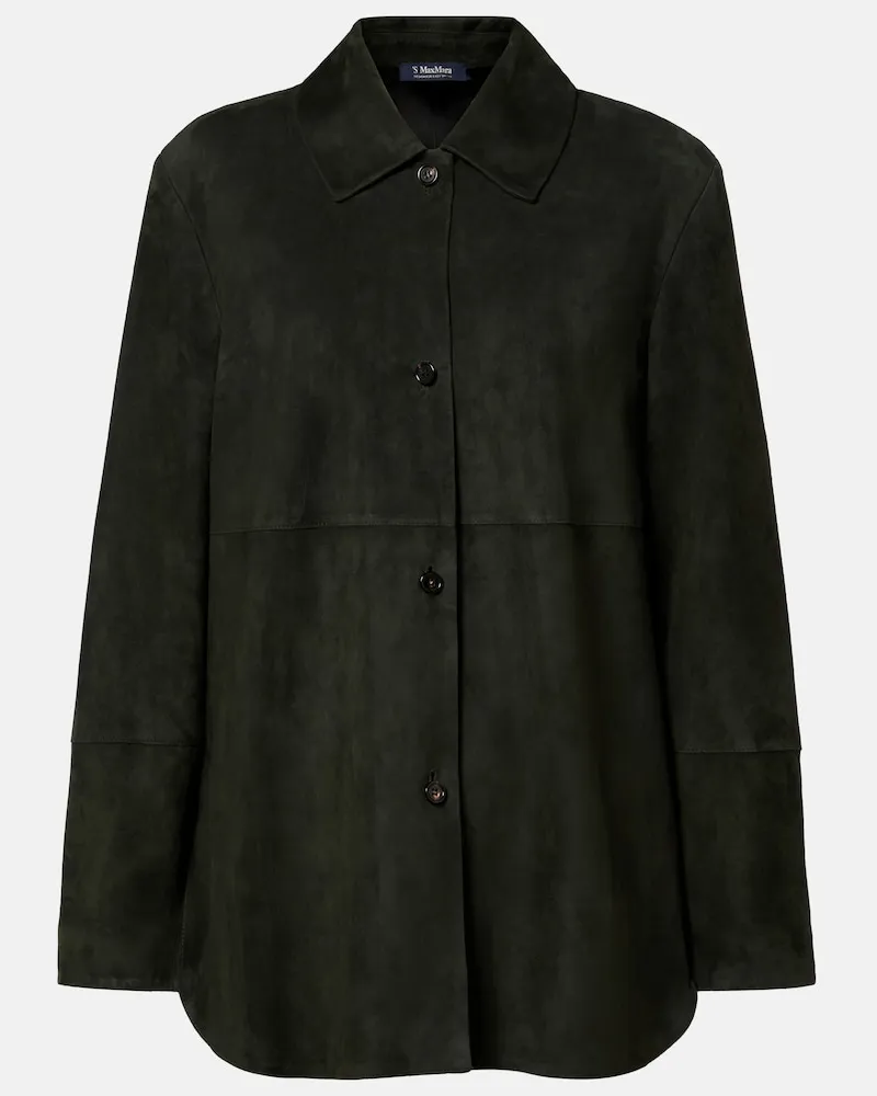 Max Mara Jacke aus Veloursleder Grün