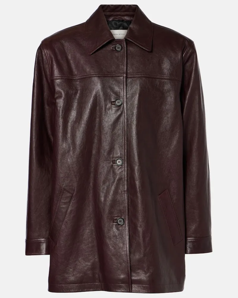 Magda Butrym Oversize-Lederjacke Burgunderrot