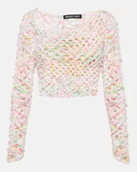 Susan Fang Verziertes Off-Shoulder-Top aus Haekelstrick Multicolor