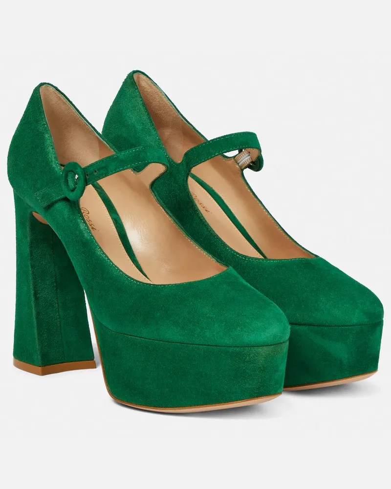 Gianvito Rossi Mary-Jane-Pumps aus Veloursleder Grün